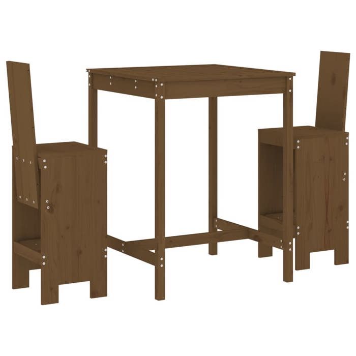 VidaXL 3-piece Garden Bar Set Honey Brown Solid Pine Wood, Pub Set, Patio Bar Set, Set of 3157766