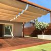 Beige Waterproof Polyester Fabric Outdoor Telescopic Awning Wave Sunshade Net Pergola Sun Canopy Swimming Pool Shading Sail