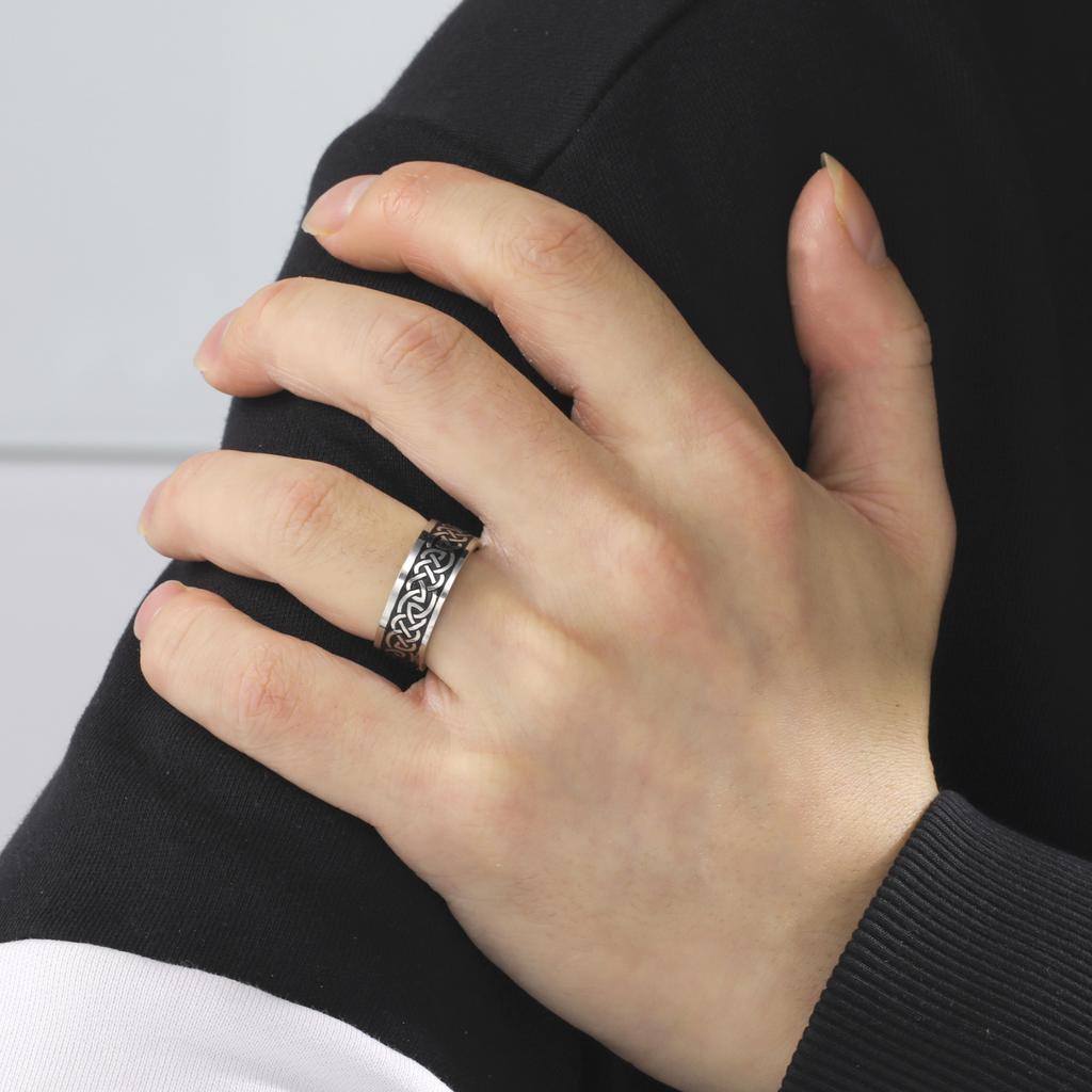 Old Style Retro Viking Rings Vintage Black Norse Runes Jewelry Celtics Knot Ring for Women Men Unique Gift