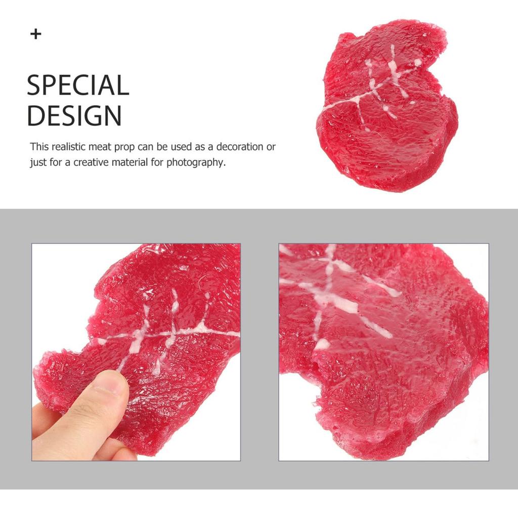 Angoily Sliced Beef Artificial Fake Beef Fresh Steak Lifelike Steak Simulation Meat Model Prop Realistic Food Ornament for Home Kitchen Party Display