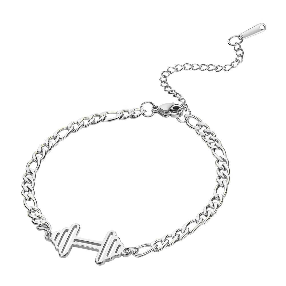 

Small Dumbbell Pendant Bracelet Titanium Steel Gold Plated Minimalist Fashion Versatile Accessory
