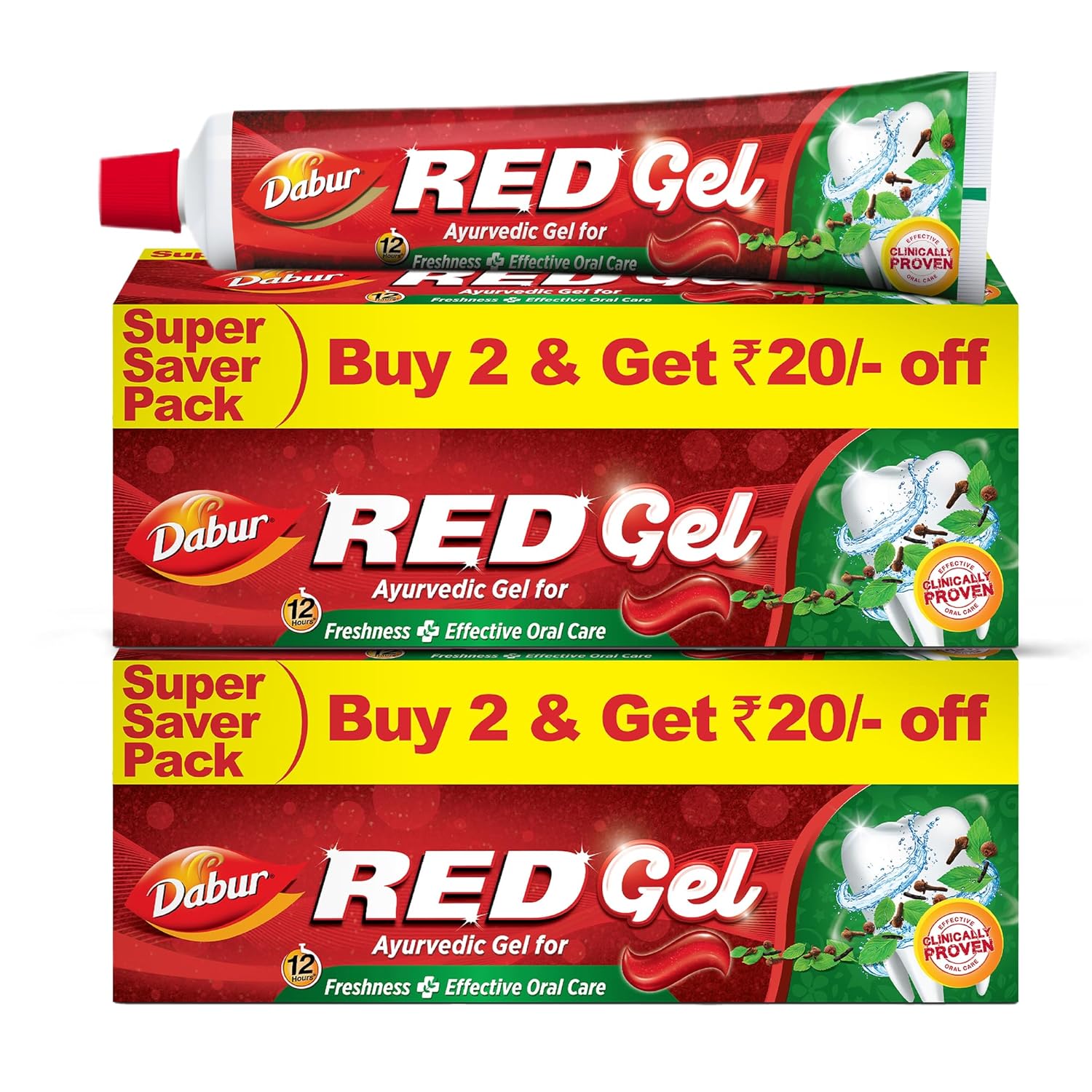 

Dabur Red Гель Аюрведическая Зубная Паста 600г Упаковка из 4 шт. | Свежее Дыхание, Защита от Зубного Налета и Гингивита | Натуральный Уход за Полостью Рта для Здоровых Десен