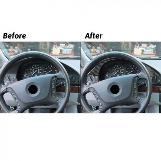 2Pcs For BMW 5 Series E39 M5 Carbon Fiber Interior Speedometer Cover Trim 98-03