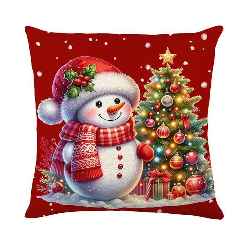 1pc Green Red Cushion Cover Santa Claus Snowman Durable Cover 2025 New for Home Ornament Xmas New Year Christmas Decoration