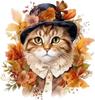 QT2185#15cm Adorable Cat In A Hat Surrounded by Flowers Car Sticker, Suitable for Laptop, Car, Truck, Van, SUV, Motorcycle, Bumper, Window