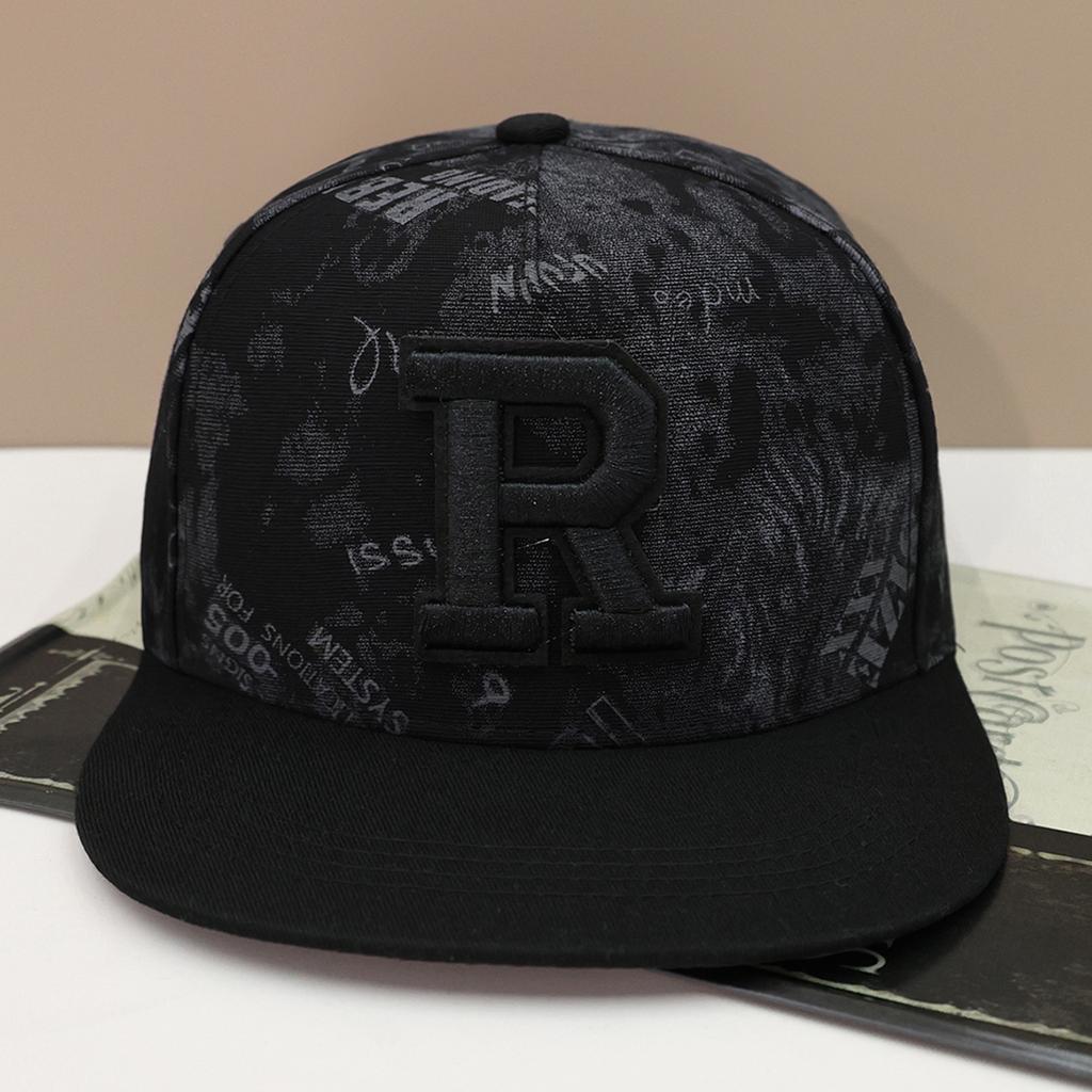 1pc R letter embroidered fashion street hip-hop hat spring and summer flat brim baseball cap