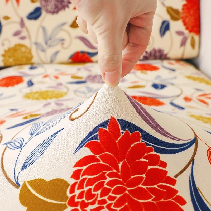 New Floral Printed Stretch Sofa Seat Cushion Cover Backrest Cover Protector for Couch Sofa Cover L Shape Chaselong Slipcovers