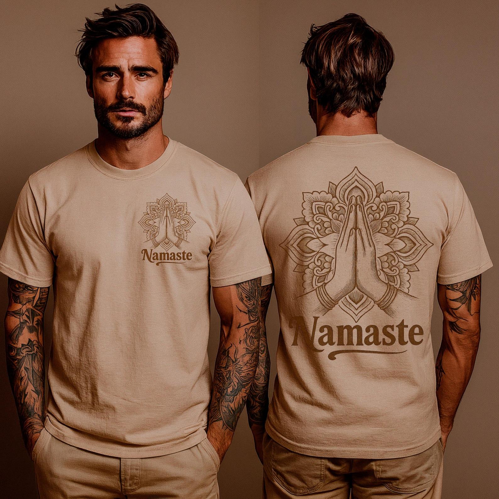 Namaste T-Shirt Yoga & Mindfulness Design | Spiritual Gift Mandala | Hands Tee | Zen Meditation Shirt for Yoga Lovers | Boho Apparel XL