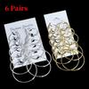 12Pcs/6Pairs Simple Punk Hoop Earrings Set Big Circle Earrings for Women Girls Ear Hoop Earring Oversized Zircon Accessories