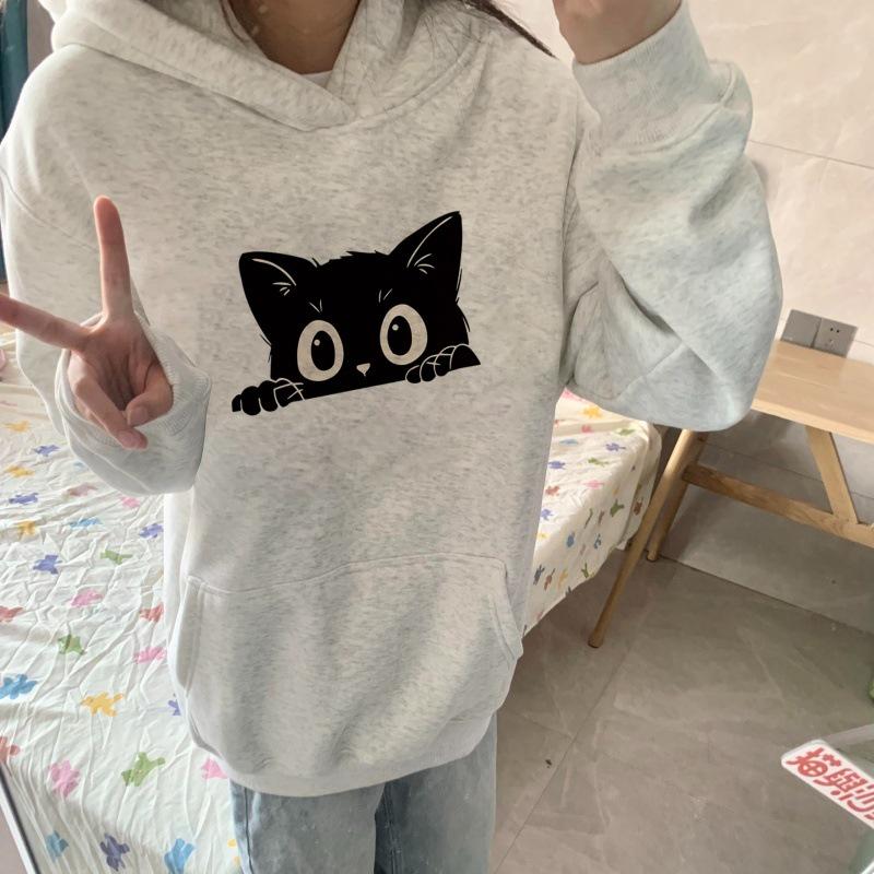 

Women s Loose-Fit Cartoon Print Hoodie - Autumn/Winter Casual High Street Style M