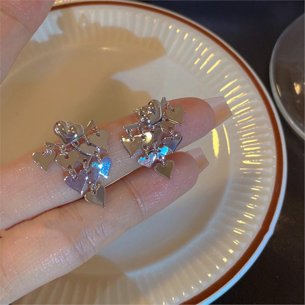 

PANJBJ 925 Sterling Silver Love Heart Earrings For Women Tassel Ethnic Bohemia Trend Accessories Gift Wholesale