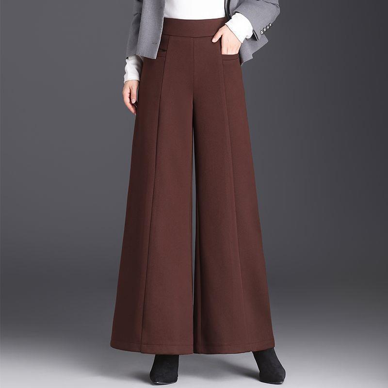 Women s Woolen High-Waisted Wide-Leg Pants - 2025 Autumn/Winter Collection Flare Trousers 2XL