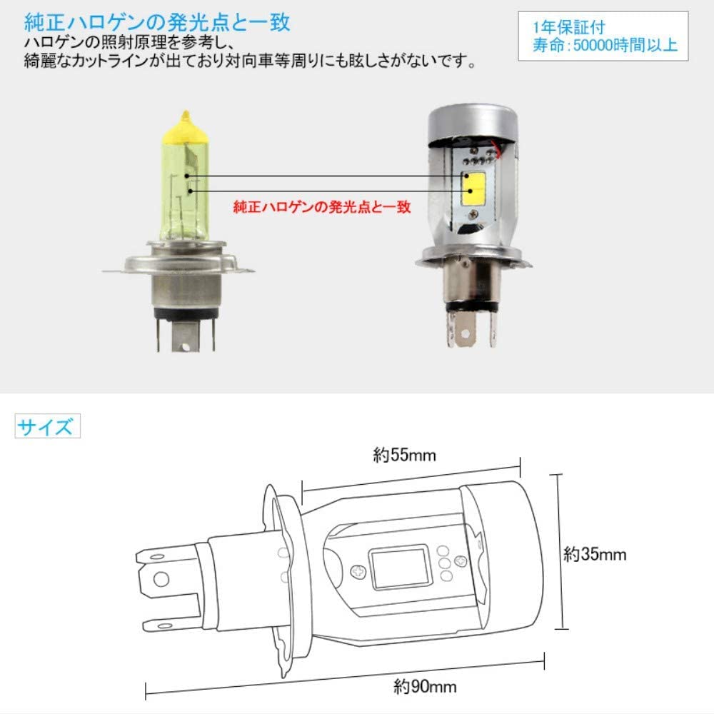 MOTOSTAR Motorcycle LED Headlight, H4 HI/LO Switchable, HS1 LED Bulb, 6000K, High Brightness,