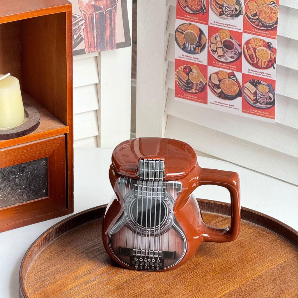 Gitarrendeckel Keramiktasse Große Kapazität Kreativ Wasserbecher Kaffeetasse Musik Musikinstrument Tasse Geschenk Geschenk