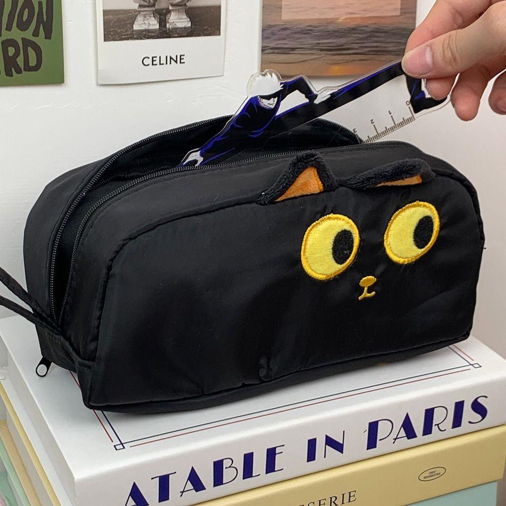 New Durable High Quality Capybara/Black Cat/Siamese Cat Pen Bag Large Capacity Portable Stationery Bag Pencil Box Student Gift