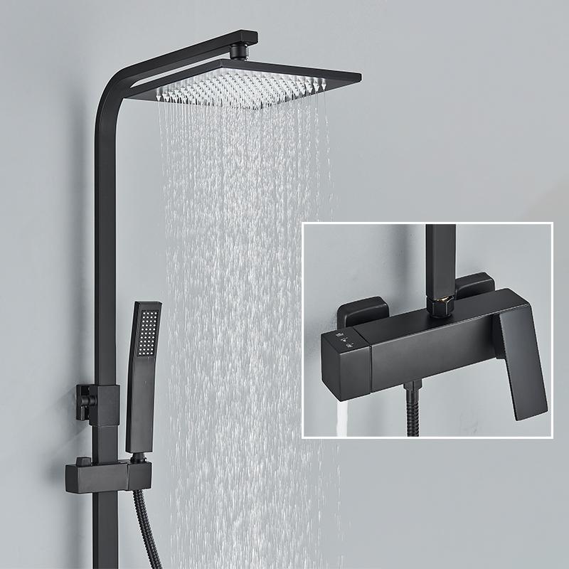 Bathroom Faucet Chrome/Black Rain Shower Head Bath Faucet Wall Mounted Bathtub Shower Mixer Tap Shower Faucet Shower Set Mixer