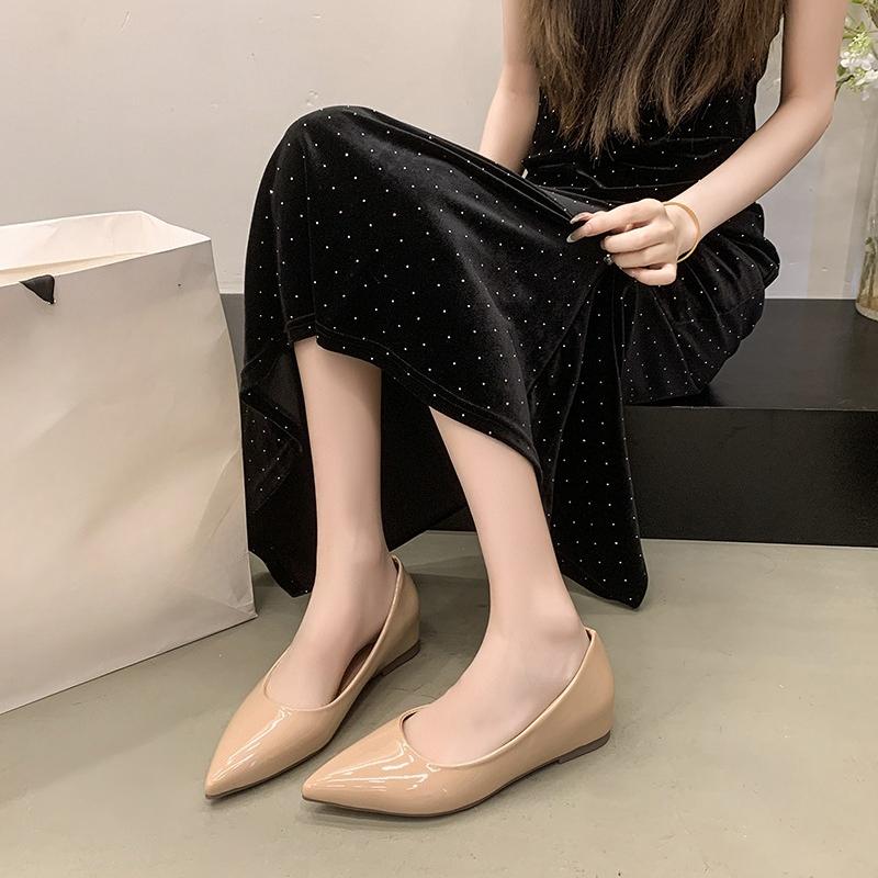Fashion New Spring and Summer Versatile Shallow Mouth Pointed Toe Inner Heightened Single Shoes Women's Fashion Soft Sole Flat Shoes