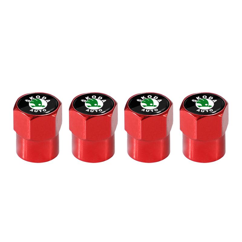 2025 Hot 4Pcs Metal Car Wheel Tire Valve Caps Covers Auto Accessories For Skoda Octavia Fabia Superb Yeti Rapid Kodiaq Kamiq Kar