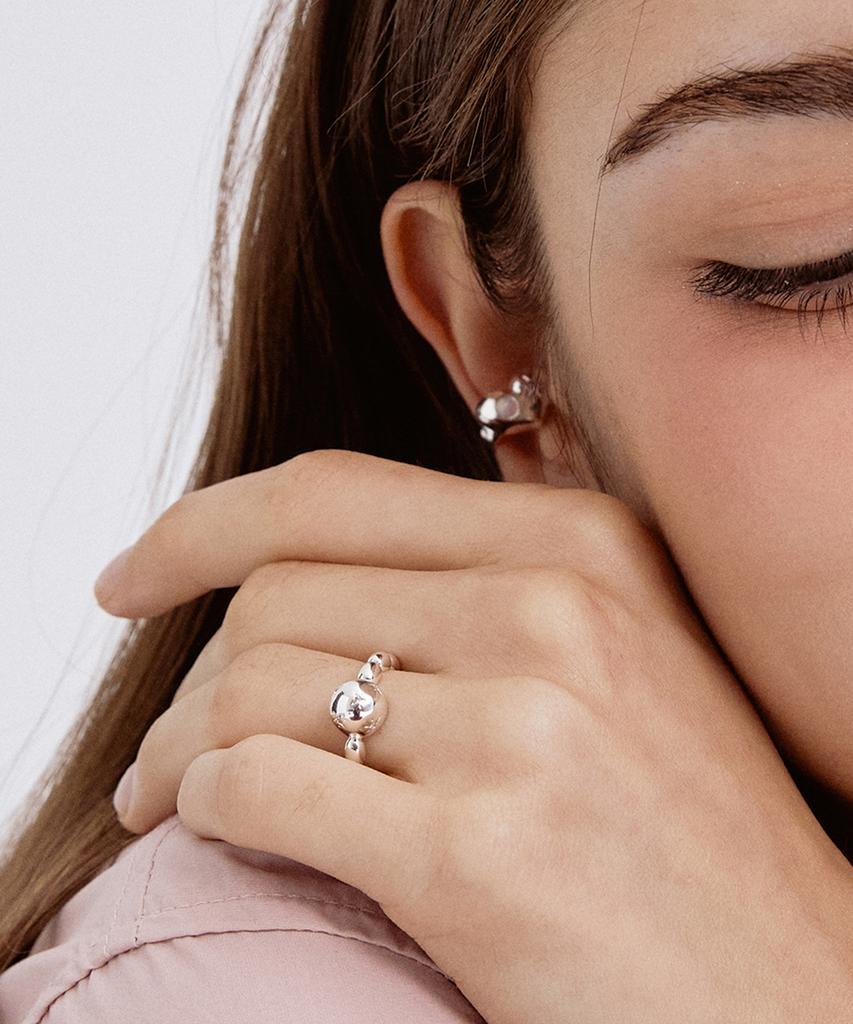 Tatiana (Silver925) Glitter Draw Ball Ring Cr1813