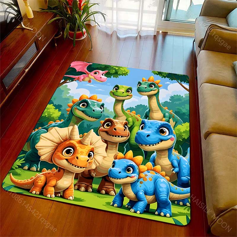 Multiple sizes Cartoon dinosaurs group photo Carpet for Living Room Bedroom Sofa Home Decor Rus Non-slip Floor Mat Luxury Gift