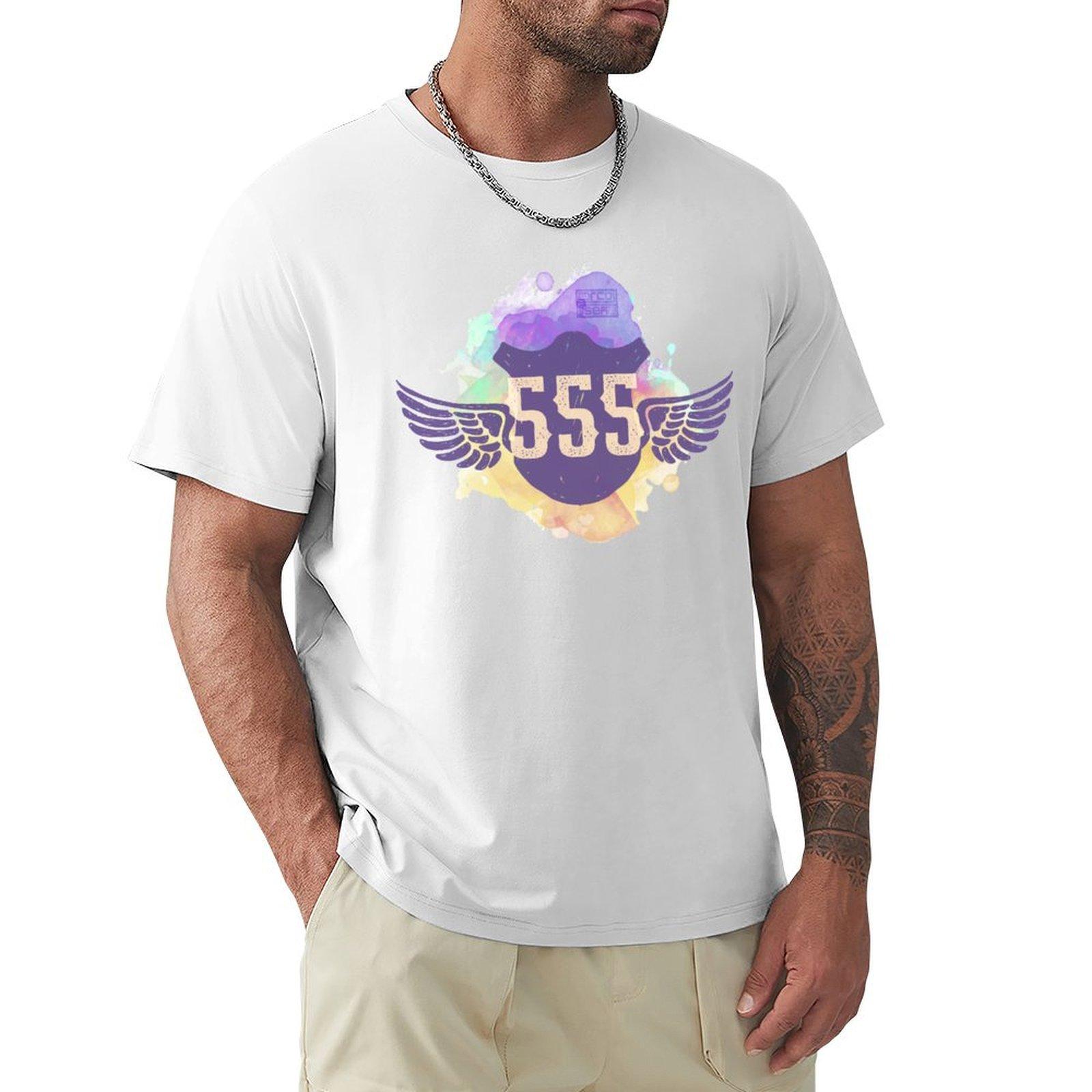 555 Angel Wings Protected Universe Repeating Numbers Tshirt Simple Casual Short Sleeve Tee S