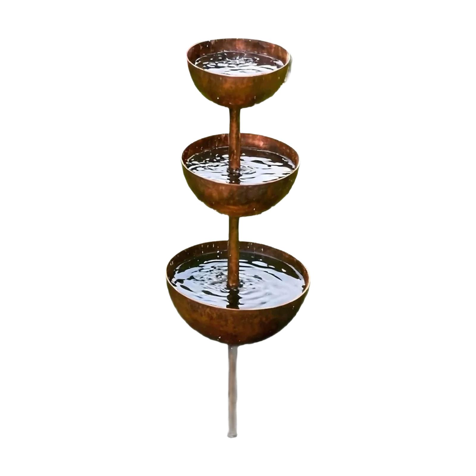 

Outdoor Garden Metal Rain Collector With Stake And Bowl Handcrafted Rust-resistant Durable For Water Recycling Plant Irrigation