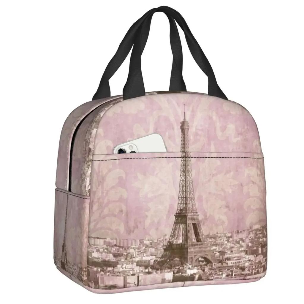 Eiffelturm Isolierte Lunchtasche für Camping Reisen Romantische Französische Liebe Auslaufsichere Kühltasche Thermische Lunchbox Frauen Kinder