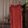 Johnature Retro Robe Strap Versatile Red Bottom Dresses