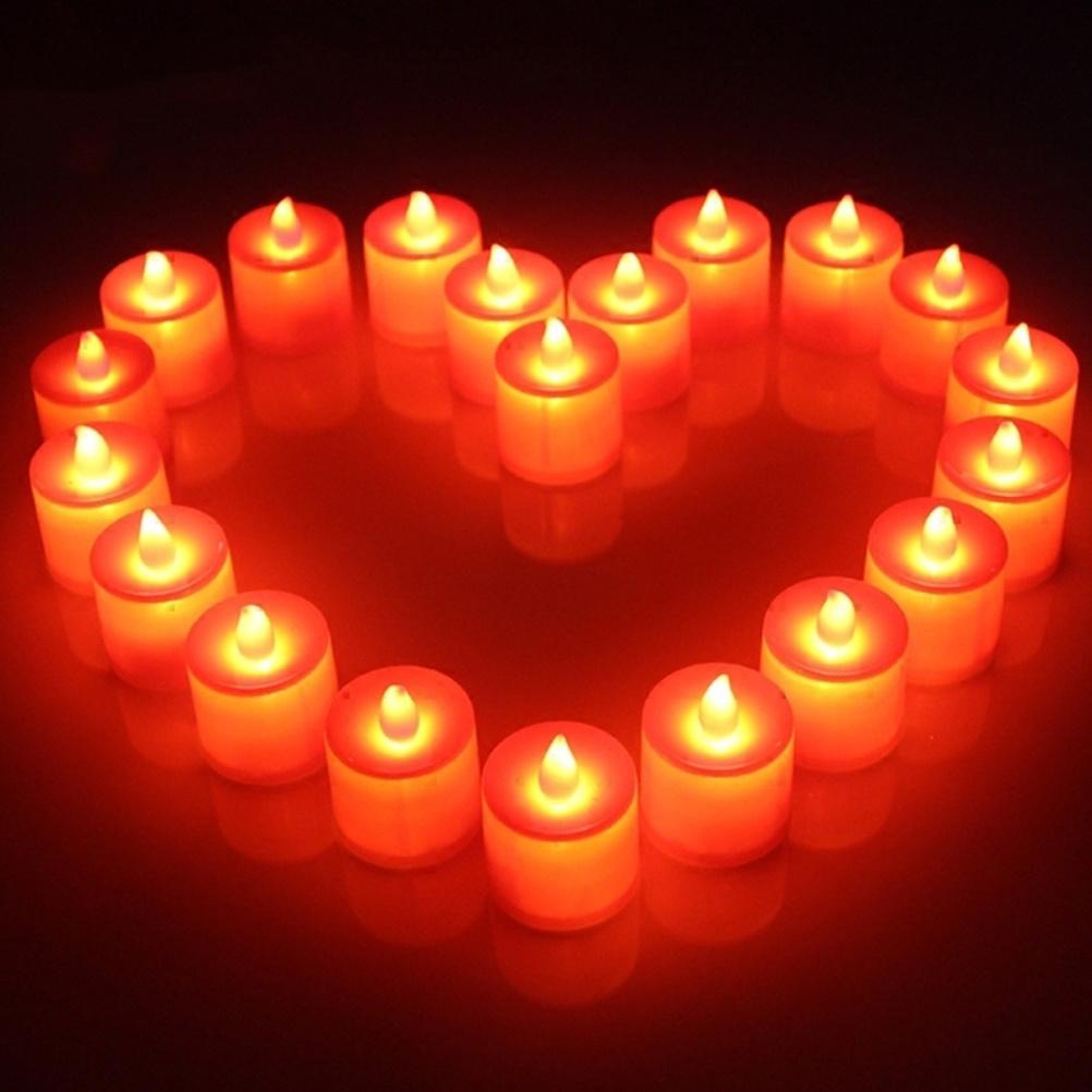 24Pcs Red LED Candles Flameless Electronic Tea Lights for Wedding Party Decoration Romantic Lights Home Decor