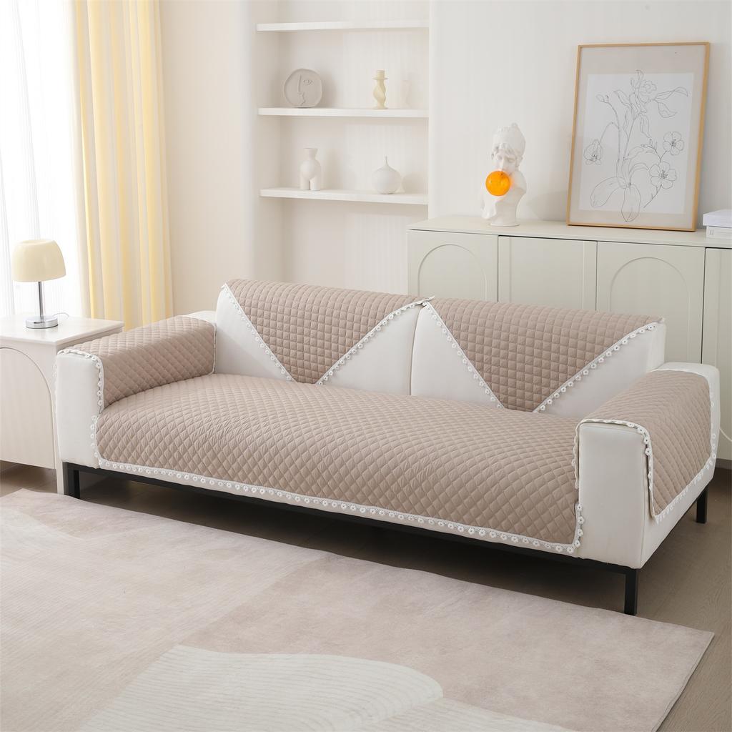 1pc Rhomb Quilted Non-Slip Sofa Cushion Cover, Slipcovers Protect your Living Room Couch Soft and Durable