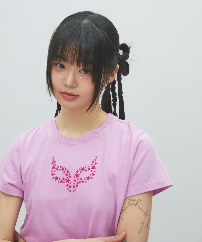 LALAFOX Fox Mask T-Shirt Short Sleeve T-Shirt Pink Br2Ch031