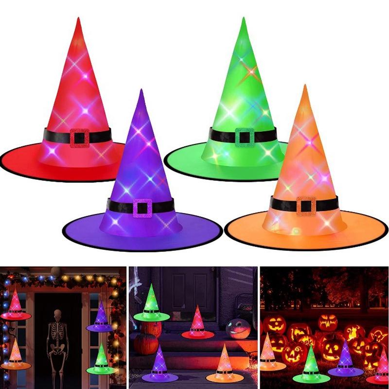 Led Halloween Witch Hat Light Witch Hat Luminous Festival Dress Up Hat Halloween Decoration Day Of The Dead Party Cosplay Props