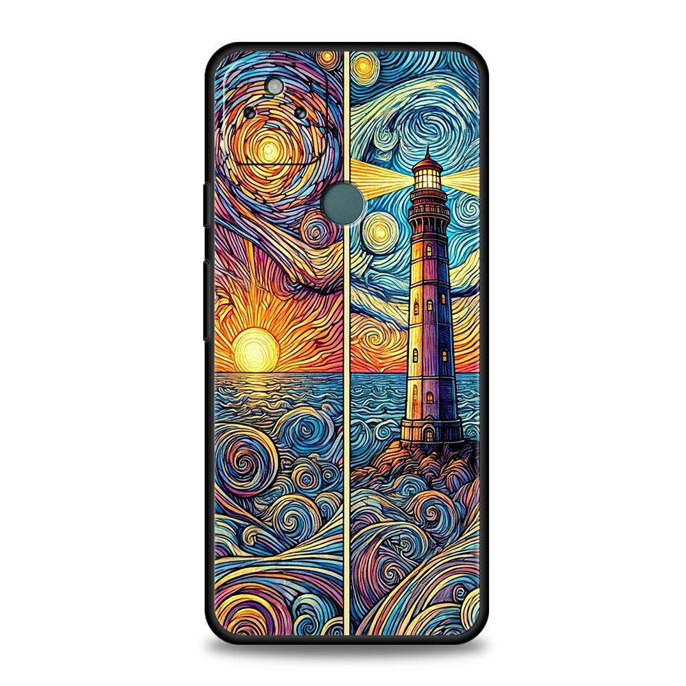 

Beautiful Sun Moon Glass Phone Case Cover for Google Pixel 10 9 8 7 6 9A 8A 7A 6A Pro Shockproof Soft TPU 10 Pro XL Shell Fundas Pixel 10 Pro