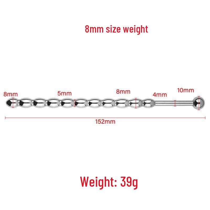 Short Metal Urethral Dilator with Eyelets & Beads, Self-Stimulation Insert Stick for Adults