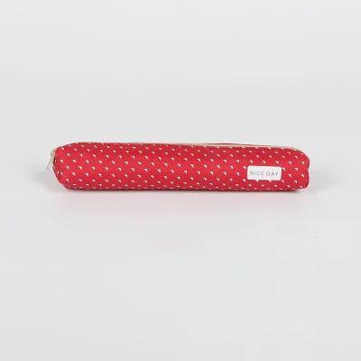 

1 Pc Cute candy color pencil case Kawaii dot Canvas pen bag Stationery pouch for girls gift office school supplies красный