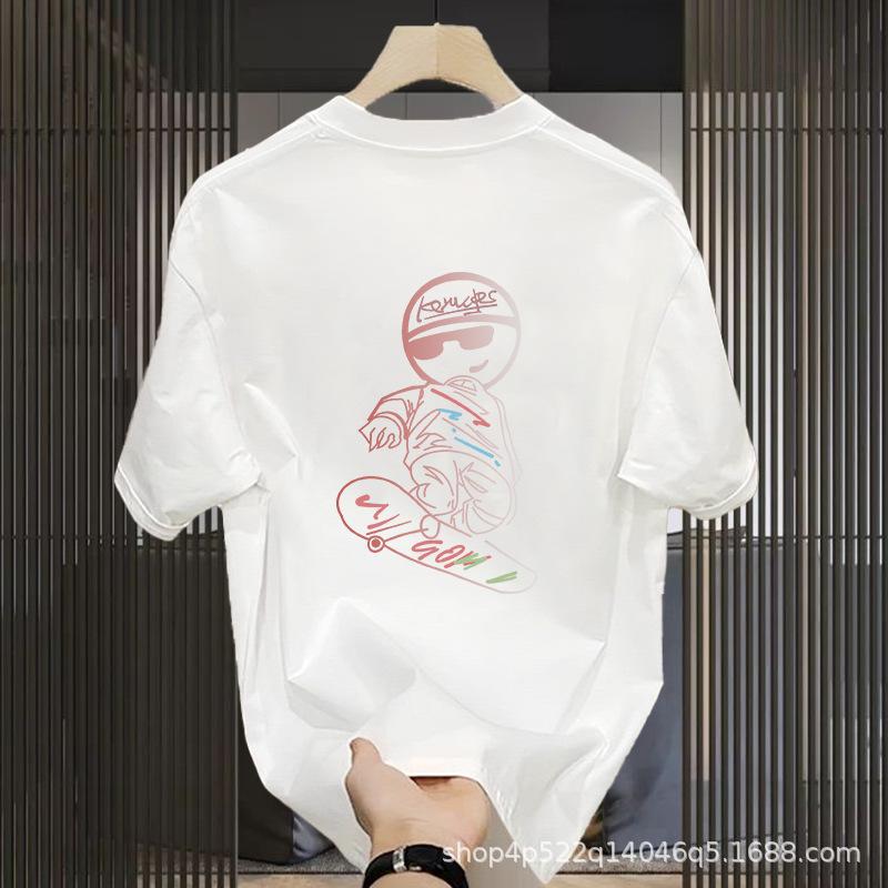 Europäische Station Hohe Sinn Nische Rundhals Leichter Luxus Herren T-Shirt Kurzarm Baumwolle Mode Trend Marke Bedrucktes Grünes T-Shirt Trend