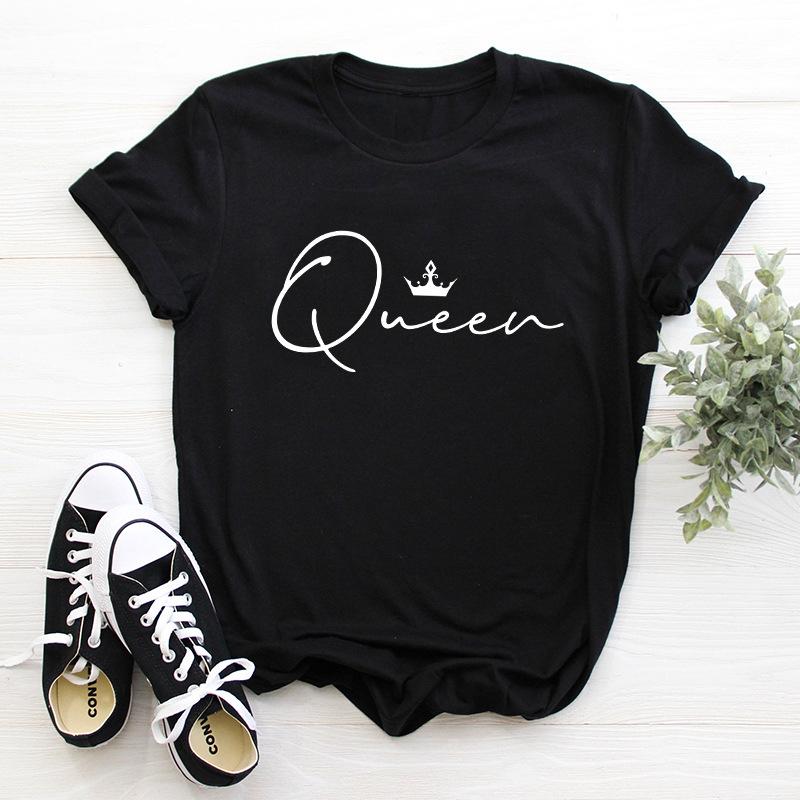 

Женские футболки с принтом Queen Crew, повседневная футболка с коротким рукавом и графикой, футболка для дня рождения, женская футболка больших размеров с круглым вырезом, футболка