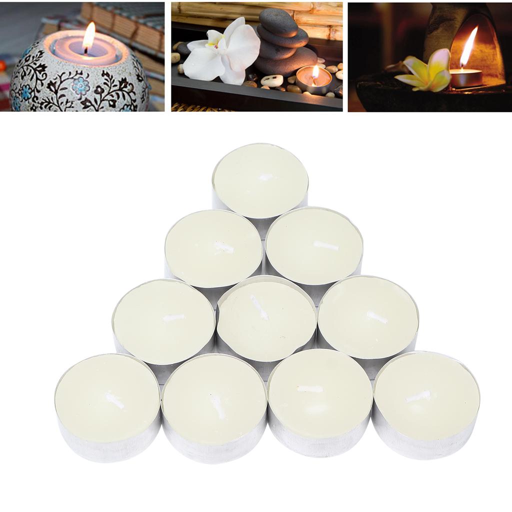 10pcs Tealight Pressed Smokeless Candle Decorative White Candle for Wedding Party