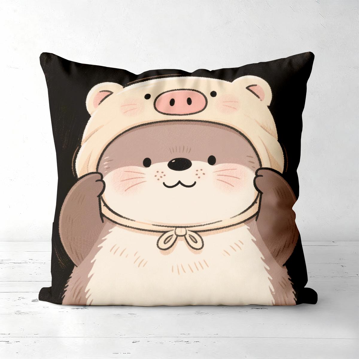 Pieces Cute Otter Square Throw Pillow Covers Polyester sofa decorative cushion cov Headboard Pillow (Without Pillow Core 40x40cm