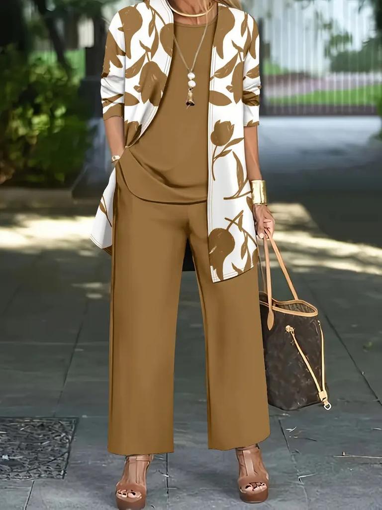 Autumn Women's 3-Piece Set Jacket Camisole Pants Outfit Korean Casual Set