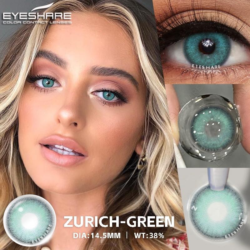 Eyeshare 2ks/pár Kontaktní čočky řady NICOSIA Roční zelené čočky 14,2 mm Modré oči Čočky Módní kosmetika Žáci
