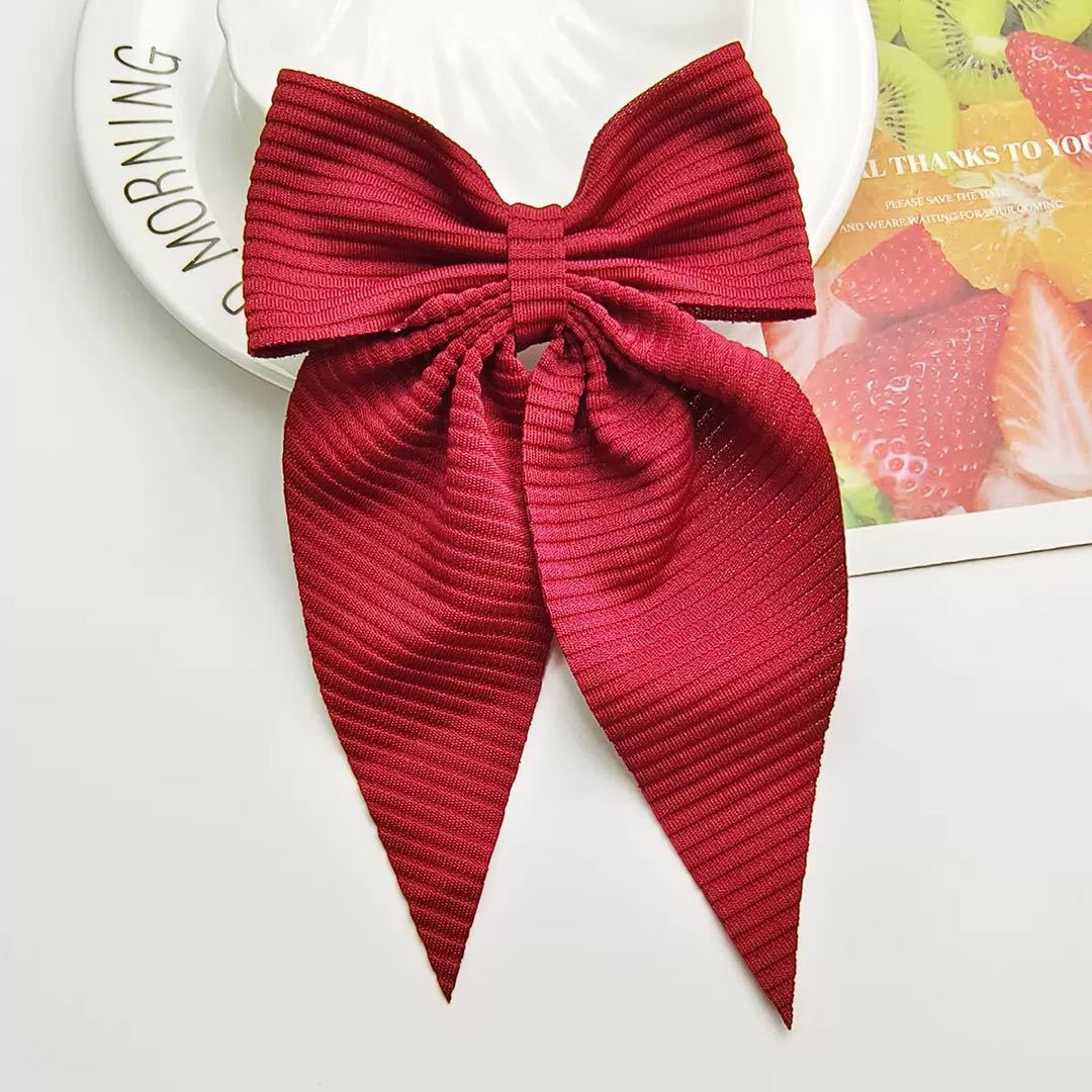 

Girls European and American Simple Retro Ins Style Fabric Striped Versatile Dovetail Bow Headgear Hairpin