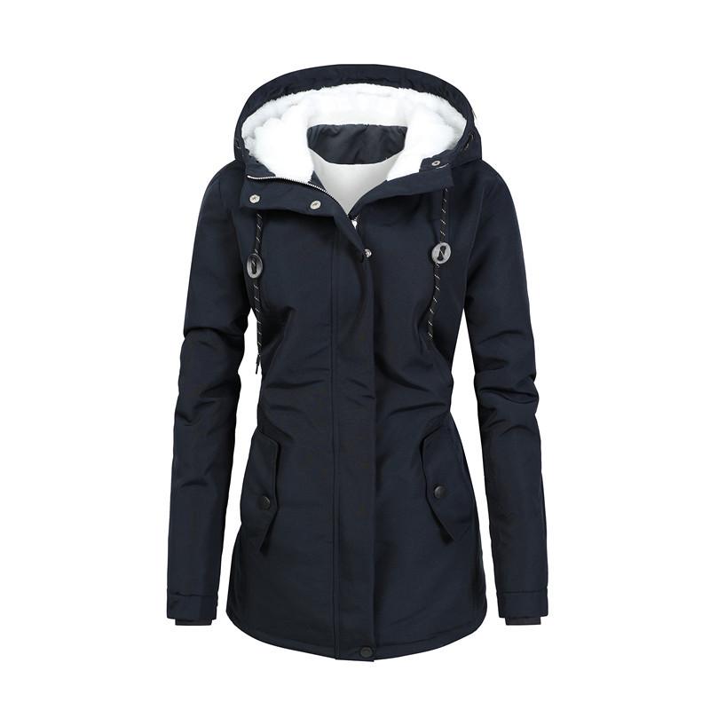 Korean Style Black Zippered Mid-Length Linen Coat