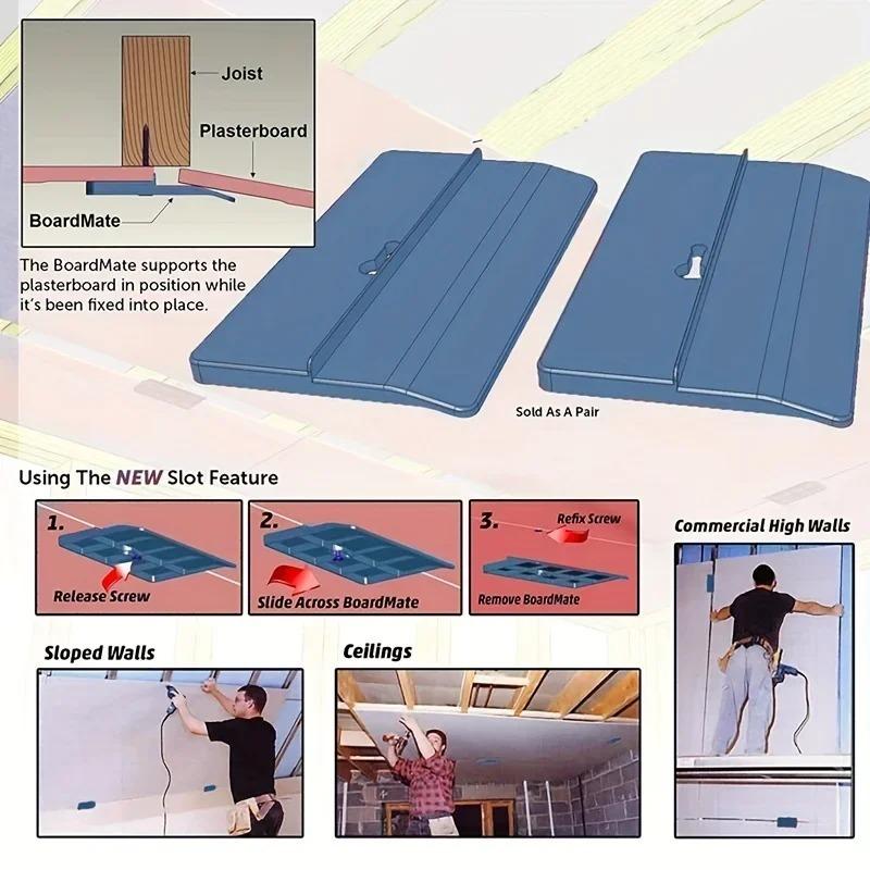 2/4pcs Drywall Fitting Tool Plasterboard Fixing Tool Fixing Board Supporting Installing Drywall Sloped Wall Carpenter Tool