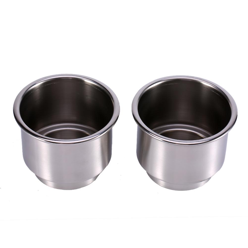 2Pcs Stainless Steel Drink Holder Mount Open Front Cup Bottle Holder for Marine Boat RV Camper