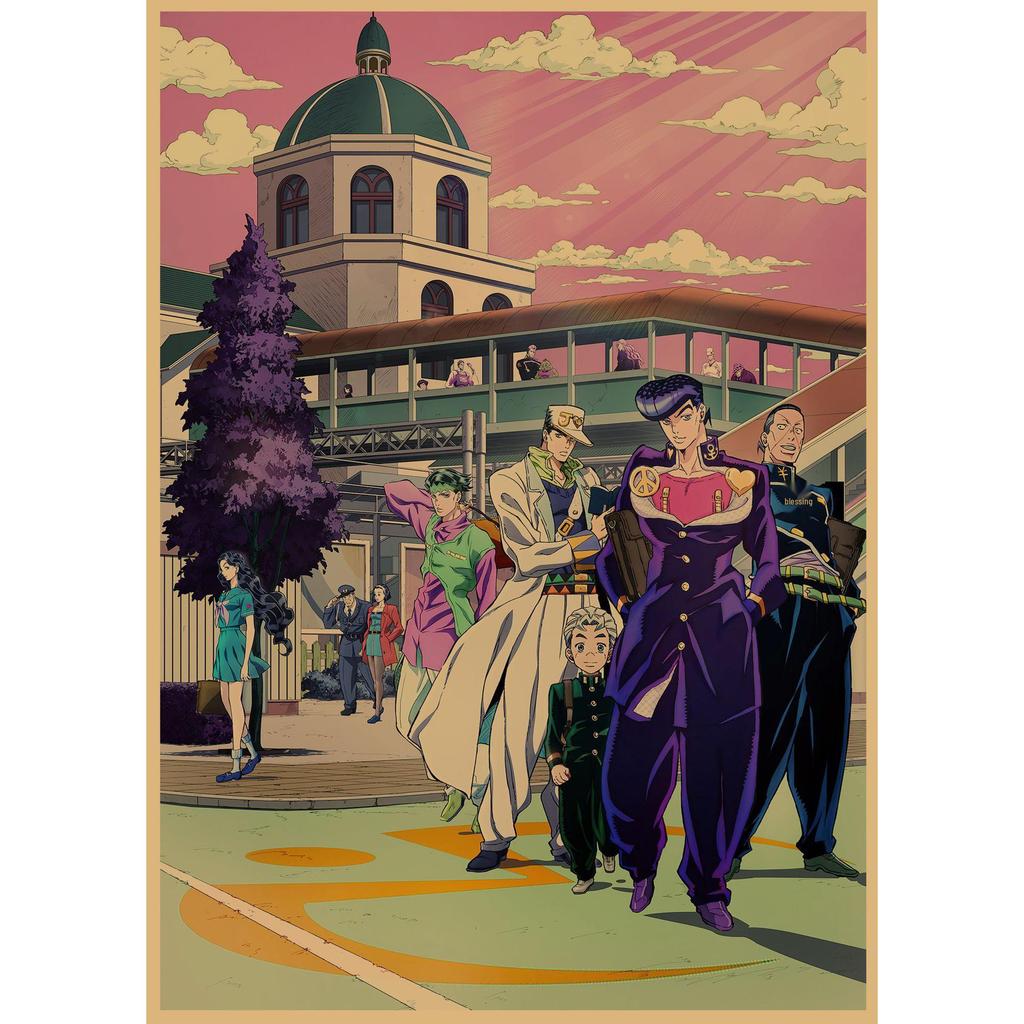 JoJo's Bizarre Adventure Retro Kraftpapier Poster - Japanische Anime Dekoration für Bar, Restaurant oder Café.