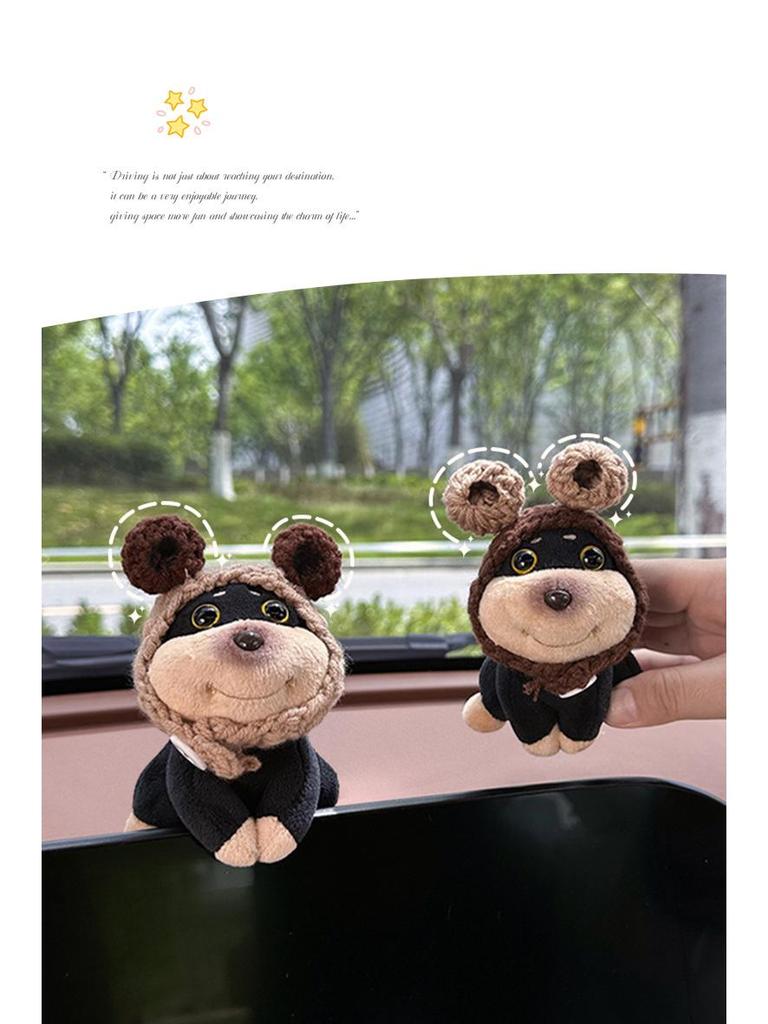 Plush Bee Dog Car Ornament - Cute Lying Doll for Console Display