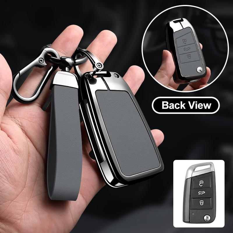 Zinc Alloy Car Key Case Protector Cover For Vw Volkswagen Golf 7 Mk7 Tiguan Mk2 T-Roc T-Cross Shell Holder Accessories