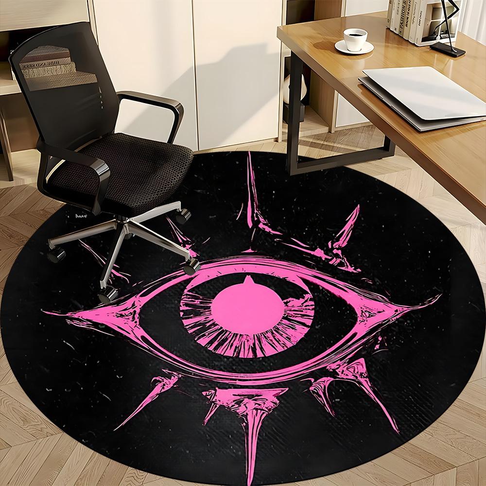 1pc Eye Symbol Office Round Area Rug, Indoor Mat Suitable ForOffice, Under Office Chairs Bedroom Living Room Home Decor, Room Deco T026