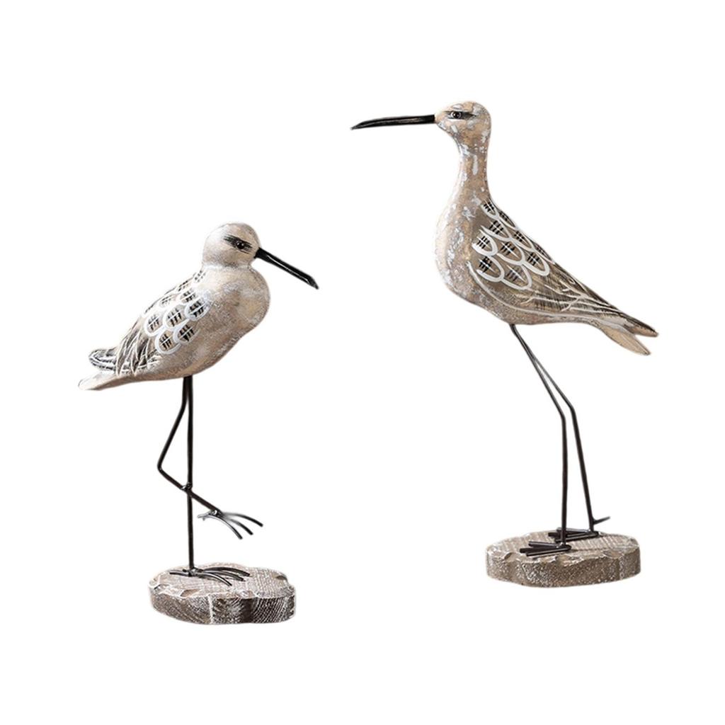 Set of 2 Wooden Seagull Figurines, Ideal As A Gift for